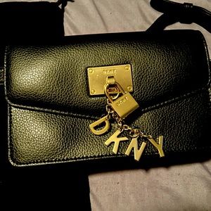 DKNY black leather belt bag